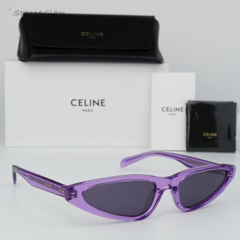 BRAND NEW Celine CL40231I 81Y Transparent Violet Geometric Unisex Sunglasses